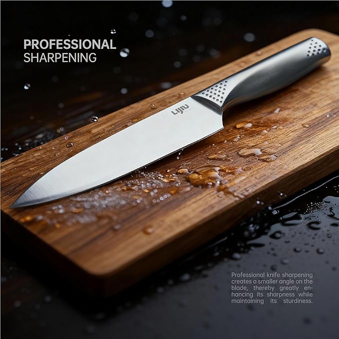 Kitchen Knife Set 6 Pcs & Horizontally Knives Case, Crafted from High Carbon 5Cr15Mov Stainless Steel and Food-Grade Polypropylene.