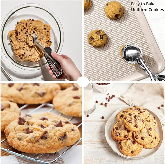 Extra Mini Cookie Scoop for Baking, 1 tsp / 5 ml Cookie Scooper, 18/8 Stainless Steel Cookie Scooper for Baking, Cookie Dough Scoop with Non-slip Grip (#110 25mm)
