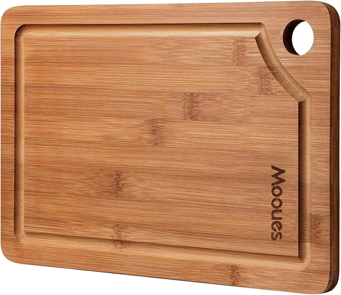 Bamboo Cutting Board, Durable Wood Chopping Boards for Kitchen, Reversible with Juice Groove, Wooden Cutting Boards for Chopping & Serving, 12" x 8" - 0.6" Thick