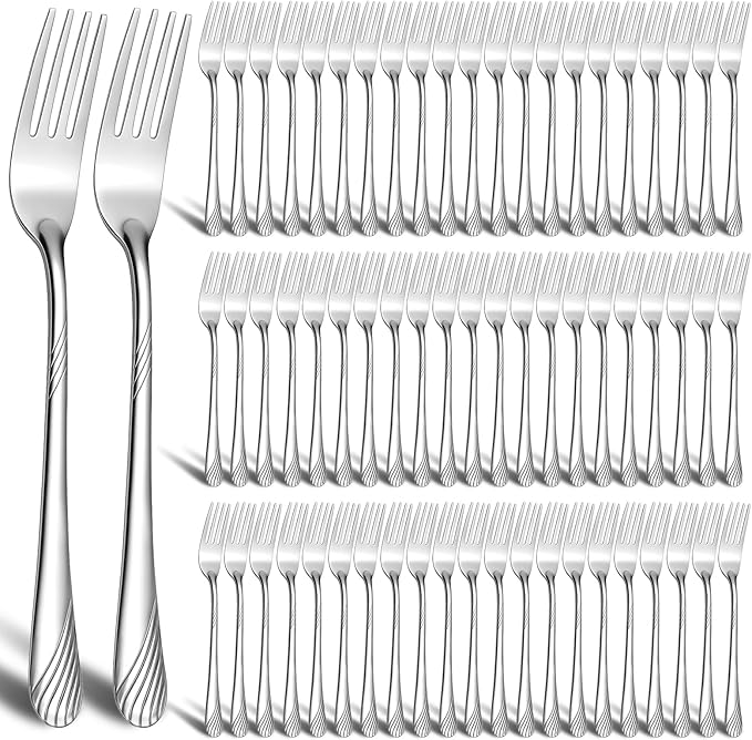 200 Pcs Metal Dinner Forks Bulk Set 7.08 Inches Stainless Steel Forks Silverware Flatware Mirror Polished for Restaurant Home Kitchen Dishwasher Safe