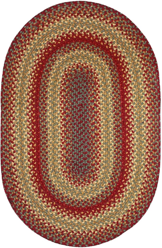 Homespice Cider Barn Jute Kitchen Rugs 2x3' - Black & Gold Oval Braided Rugs for Rustic and Country Decor, Reversible, No Shed Jute for Easy Maintenance