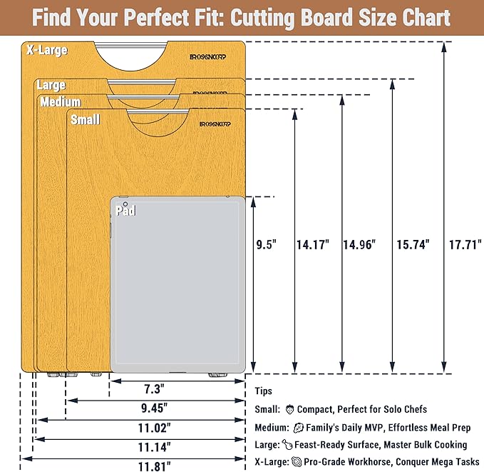 Brosisincorp Real Solid Sapele Cutting Board One Piece No Glue Non Toxic All Whole Single Wood Butcher Block Thick Hard Wood Heavy Duty Edge Grain (X-Large, 17.71"L*11.81"W*1.18"Th)