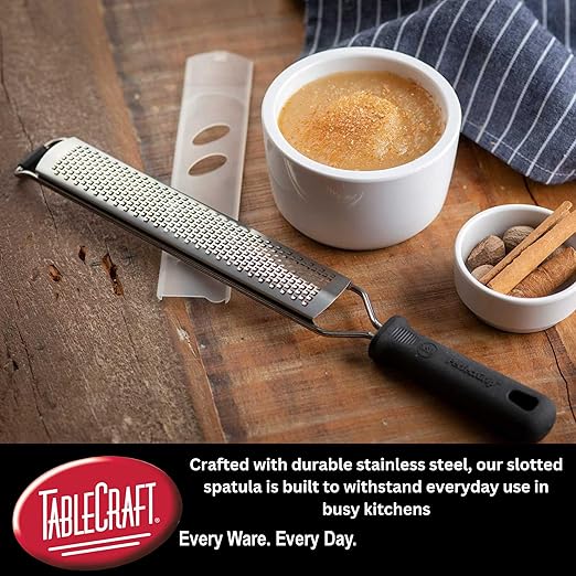TableCraft 10979 PerfectGrip Grater/Zester, Stainless Steel Grater with Narrow Blade, Soft Non-Slip Handle, Ergonomic Design, Dishwasher Safe, NSF Listed, One Size, Silver