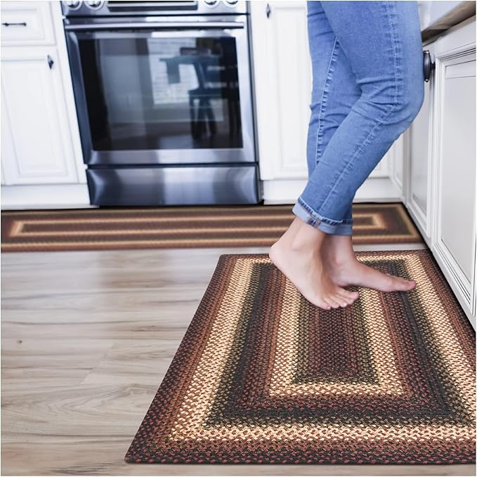 Homespice Prescott Black Braided Rug 2' x 3' - Country Style Jute Kitchen Rug for Primitive Decor