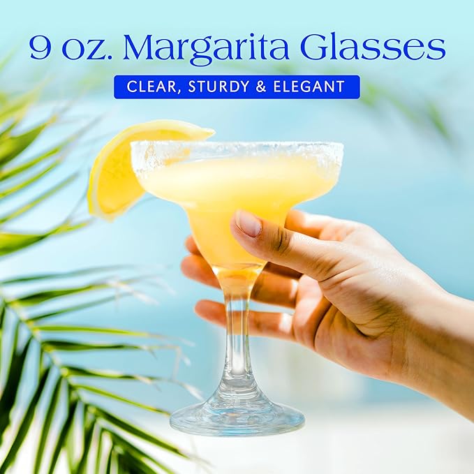 DISCOUNT PROMOS 10 Margarita Glasses Set, 9 oz. - Classic, Smooth, Barware, Glassware - Clear