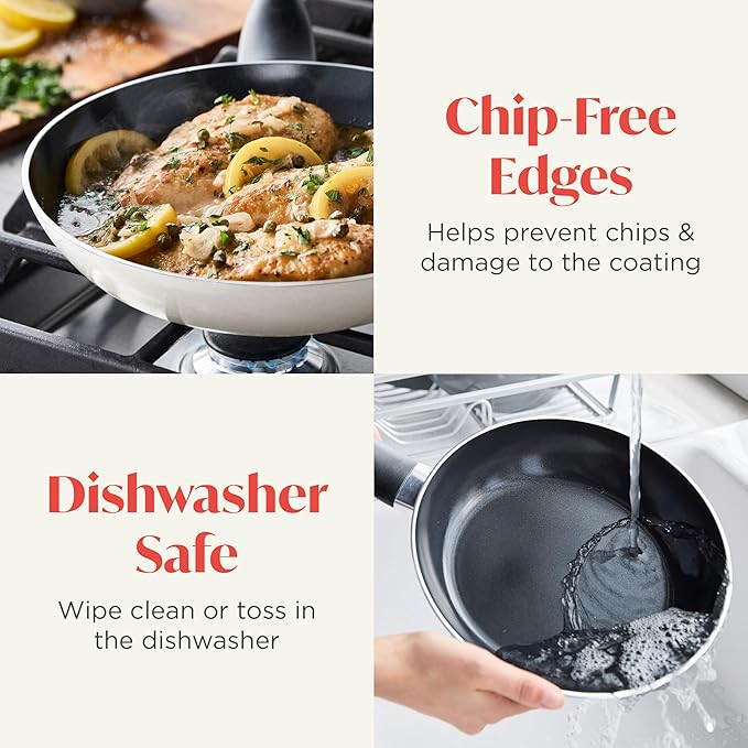 Lumenflon Deco 9.5” Nonstick Frying Pan Skillet, Made in Italy, Diamond Ceramic PFAS-Free, Dishwasher & Metal Utensil Safe, Durable Gloss Enamel Finish, Stay-Cool Handle, High Walls-Extra Room, Taupe
