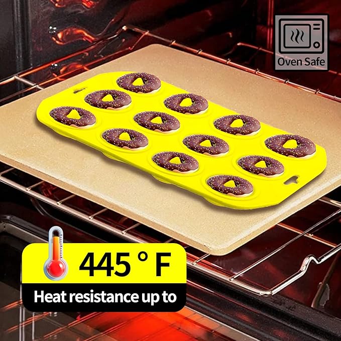 Cupidove Silicone Donut Pans, Mini Silicone Baking Molds Donut Pans for Baking Tasty Donuts, Bagels, Cakecups and More (Yellow)