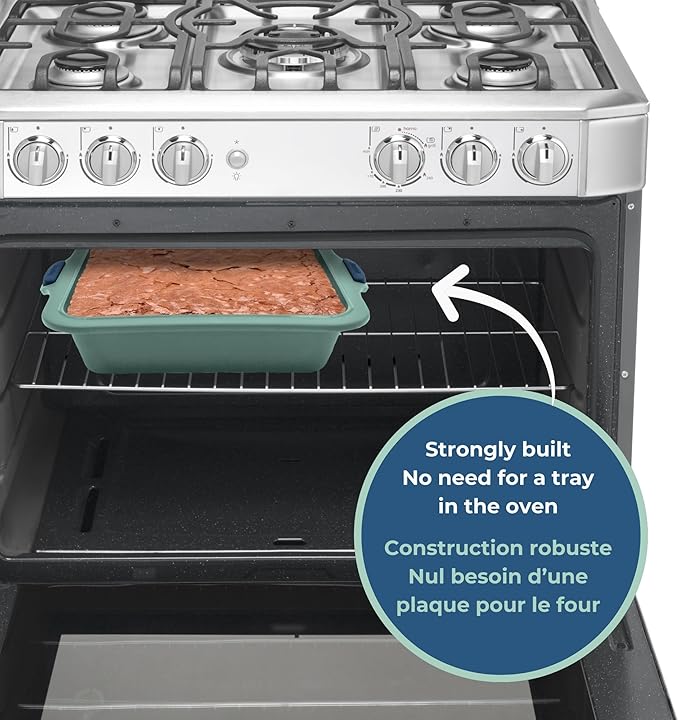 Starfrit Silicone 8” Square Cake Pan with Integrated Metal Frame - No Tray Needed - Easy Unmolding - LFGB Premium Silicone