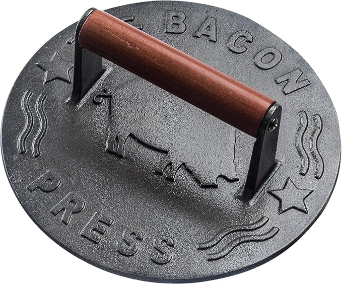 Heavy-Duty Cast Iron Burger Press 8.5 Inch Round Burger Smasher, Grill Press for Cooking Burgers, Bacon, Sandwiches, Steak, Ground Beef, Meats, Sausages, and So On