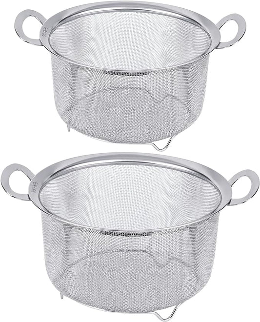 Tiawudi 2 Pack Strainers for Kitchen, 18/8 Stainless Steel Colander with Handles, Fine Mesh Strainer for Pasta, Rice and Fruit, Sieve with Resting Feet to Strain, Rinse, Steam or Cook Vegetables