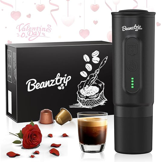 BeanzTrip H02 PRO Portable Espresso Machine, Travel Coffee Maker fits NS Capsule & Ground Coffee, Christmas Gift Camping Small Mini Coffee Machine with Self-heating, Electric Espresso Maker