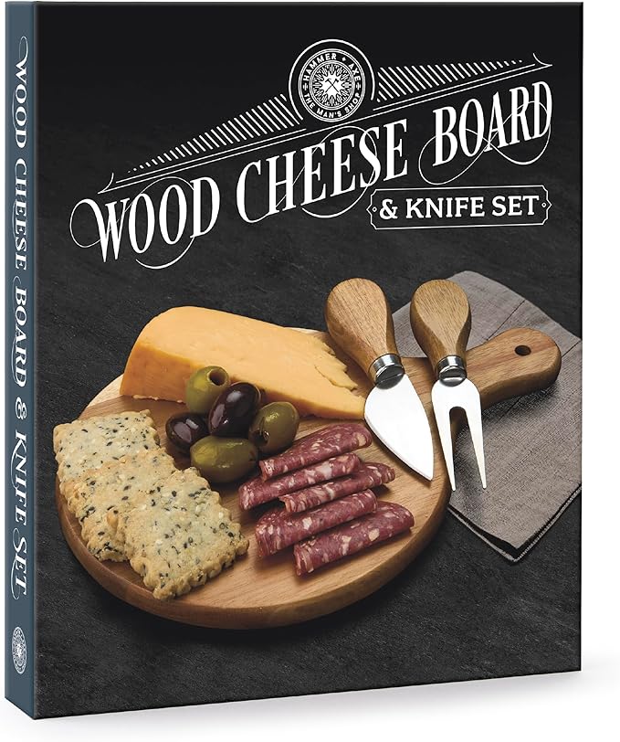 Hammer + Axe Acacia Wood Cheese Board & Knife Set – Perfect for Charcuterie Boards, Wine Pairings, & Dinner Parties| Charcuterie Board Serving Tray Kitchen Essential| Housewarming, Wedding, Home Gift