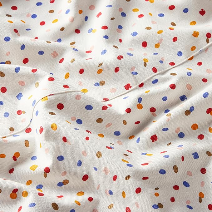 Kate Spade New York Sparkling Confetti Kitchen Apron, 100% Cotton with Adjustable Neck Tie, "Stir Up Trouble" Print, Metallic Accents, Double Pockets, Machine Washable, White, 33"x33"