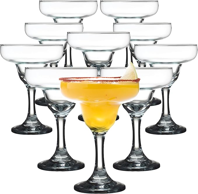 DISCOUNT PROMOS 10 Margarita Glasses Set, 9 oz. - Classic, Smooth, Barware, Glassware - Clear