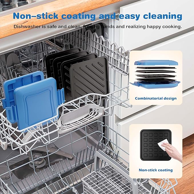 Microwave Grilled Cheese & Breakfast Maker - Fast Cook Waffle, Panini & Sandwich Press (<5 Min), Microwave Cookware, Dishwasher Safe,Easy Clean,2-in-1 Set (Blue, 2 in 1)