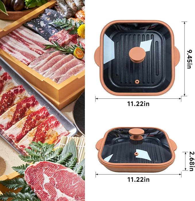 Microwave Grill Pan With Cover, Microwave Bacon Cooker, Portable Microwave Cookware For Grill Meat, Sandwich & Vegetable Dishwasher Safe (Square-Beige-Glass Lid)