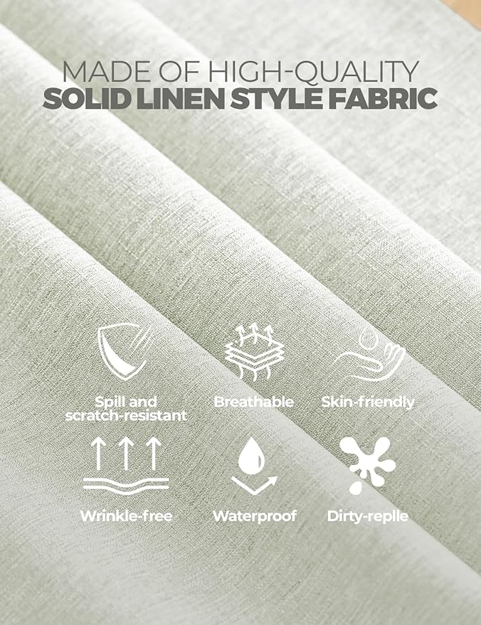 Waterproof Linen Table Cloth for 8ft Rectangle Table, Easy to Clean Wrinkle-Free Wipeable Outdoor Tablecloth for Wedding, Party and Camping(Oblong, 60 x 120 Inch (10-12 Seats), Light Grey)