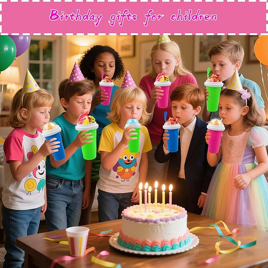 3PCS Slushie Maker Cup - DIY Magic Quick Frozen Smoothies Cups for Homemade Milk Shake Ice Cream Maker, Portable Cooling Cup, Double Layer Squeeze Slushy Maker Cup, Birthday Gifts for Kids Family