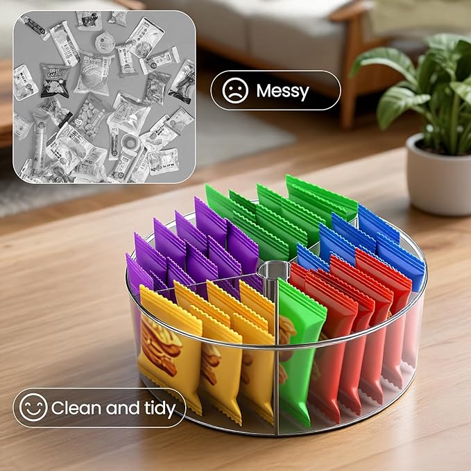11.8" Lazy Susan Turntable Organizer, Clear Acrylic Spinning Shelf with Raised Edge - 360° Rotating for Fridge, Cabinet, Counter - Storage for Spices, Cosmetics, Food (5-Sections)