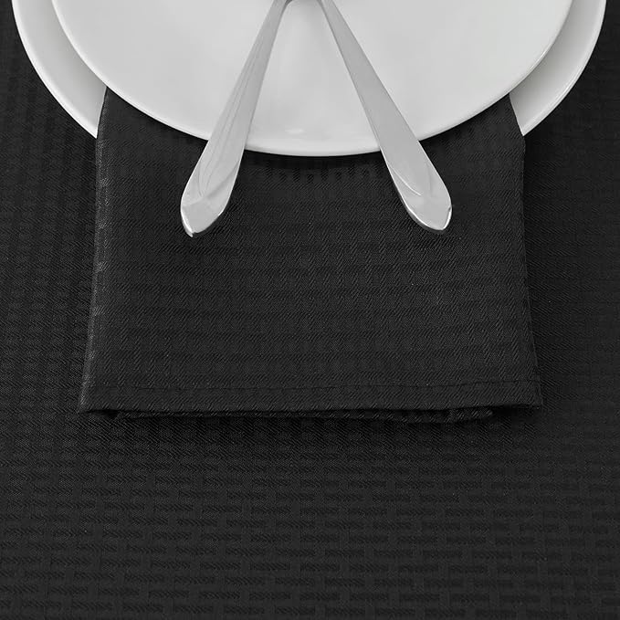 maxmill Cloth Napkins 20 x 20 Inch Weaved Texture Pattern Soft Comfortable and Luxury Serviette for Restaurant Family Dinners Weddings Parties and Banquets Set of 4 Pieces, Black