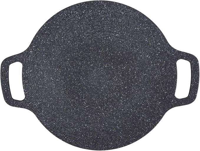 Korean Grill Pan with Non Stick Coating BBQ Griddle for Indoor and Outdoor Cooking Black (34cm)