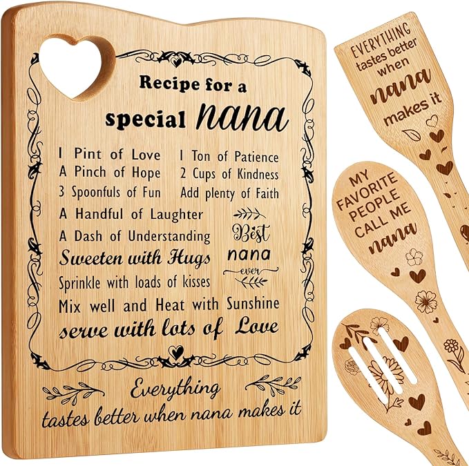 YUEYUQIU Gifts for Nana from Grandkids - Birthday Gifts for Nana from Granddaughter Grandson, Nana Cutting Board Set Present, Ideal Thanksgiving Christmas Gifts for Nana Grandma