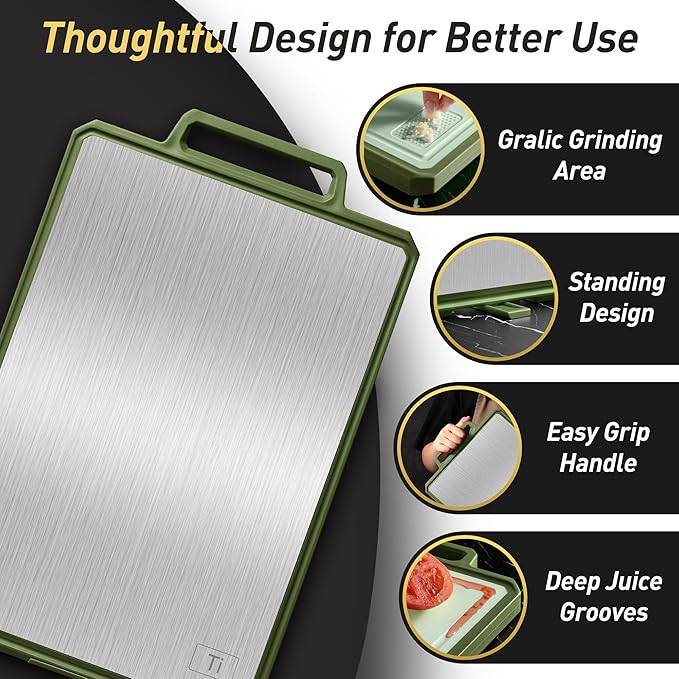 2 Packs Pure Titanium Cutting Boards for Kitchen Chopping Board Butcher Block 2 in 1 Titanium PP Great Grandma Christmas Xmas Birthday Gifts Ideas Grandmother Gigi Granny Nana Glamma