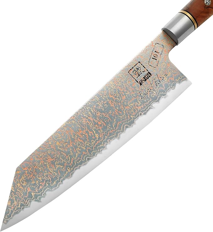 zayiko Limited Edition Copper Damascus Chef’s Knife – 8.3" Kiritsuke Blade | Damascus Steel with VG10 Core & Copper Texture | Maple Wood Handle | Professional Kitchen Knife in Gift Box