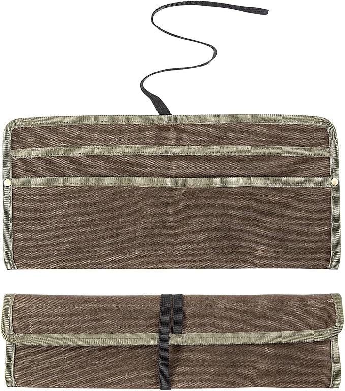 Qchengsan Chef Knife Sheath,Waxed Canvas Single Chef Knife Case Bag Roll for Traval,Sheaths for Chef's Kitchen knives,Tool Organizer Pouch Culinary Accessories Cooking Tools Roll,Gifts for Men