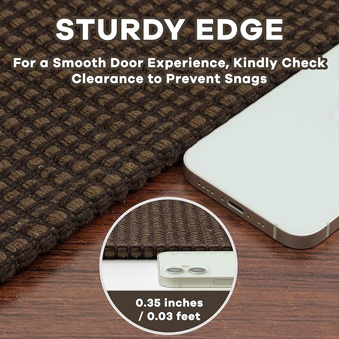 EARTHALL Woven Runner Rug 2x6 Ft Washable Runners for Hallways Cotton Non Slip Rubber Backed Kitchen Runner Braided Indoor Floor Carpet for Entryway, Hallway, Kitchen, Bedroom, Brown