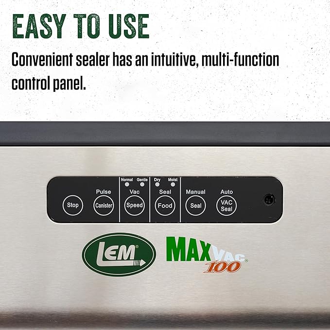 LEM Products MaxVac 100 Plastic Vacuum Sealer with 12 Inch Seal Bar, Silver and Black