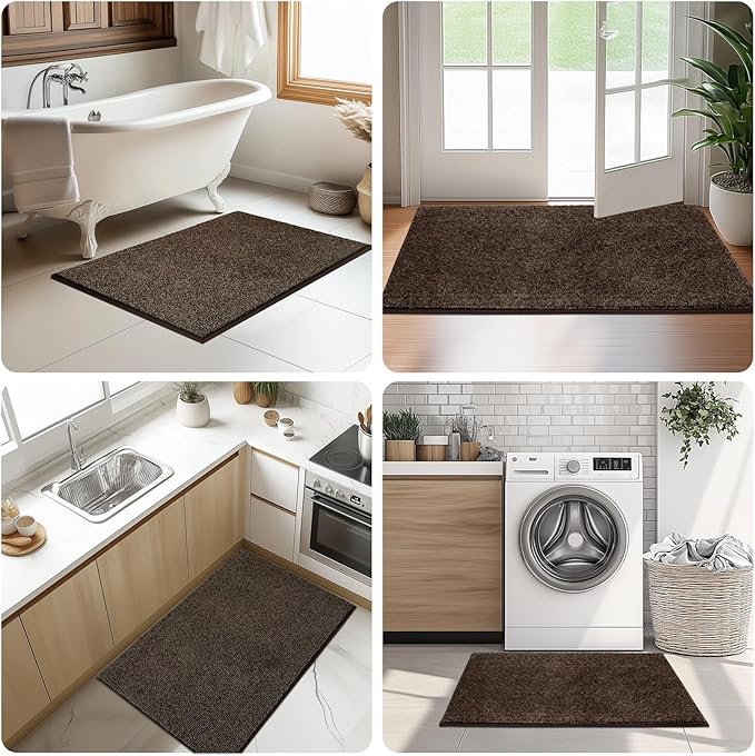 Washable Kitchen Rugs Set of 2 (24" x 35.5" + 24" x 59" Rectangular), Kitchen Mats for Floor, Indoor Entryway Runner Rugs for Laundry, Bathroom, Door, Bedroom (Roll Packing)
