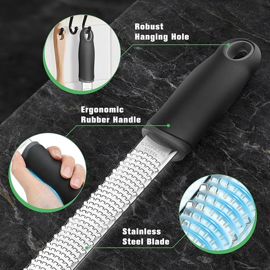 NEUTYPECHIC Cheese Grater, Lemon Grater, Stainless Steel, Zester Grater, Premium Zester Grater, Parmesan Grater, Dishwasher Safe, Garlic Grater with Protective Cover and Finger Protection, Nutmeg,