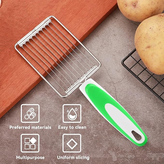 Luncheon Meat Slicers,10 Slices, Egg Cutter Slicers for Boiled Egg Fruit Soft Cheese Slicer Cutter(Green)