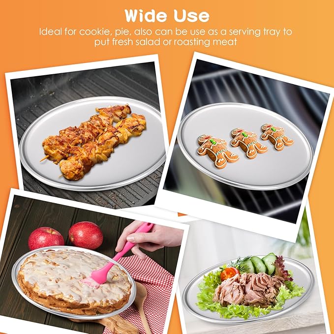 Rtteri 12 Pcs Pizza Pan Bulk Restaurant Aluminum Pizza Pan Set Round Pie Cake Plate Rust Free Cake Tray for Oven Baking Home Kitchen Restaurant Easy Clean (16 Inch)