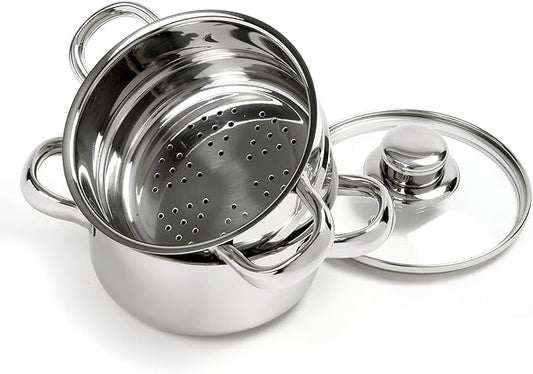 Norpro 1-Quart Stainless Steel Mini Steamer Cooker, 3 Piece Set
