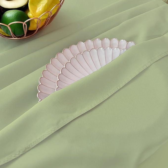 MEANMOY Sage Green 210 GSM Water & Stain Resistant Round Tablecloth for Circle Table - Solid 60 Inch Light Green Table Cloth Cover in Wrinkle Free Durable Washable Fabric for Wedding, Party, Banquet