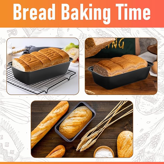 VOXVEPHY 8 Pack Loaf Pan Set, 1LB Nonstick Bread Pan Carbon Steel Baking Pans for Homemade Bread, Banana Bread & Meatloaf, 8.3x4.9x2.4 Inch, Black