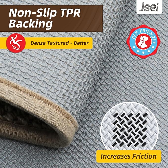 JSEI Kitchen Rugs and Mats, 2PCS Non-Slip Kitchen Mats for Floor, Machine Washable Absorbent and Stain Resistant Kitchen Runner, Carpet Mats with TPR Backing, 17''x30''+17''x60'', Beige