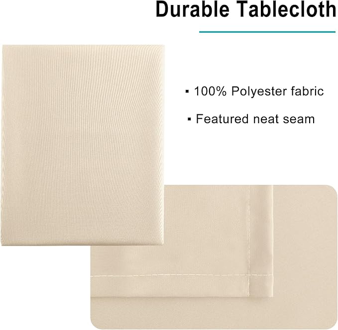 Hiasan Waterproof Tablecloth Rectangle - Washable Fabric Table Cloth for Dining Room Kitchen Birthday Party and Outdoor Use, Beige, 30 x 60 Inch