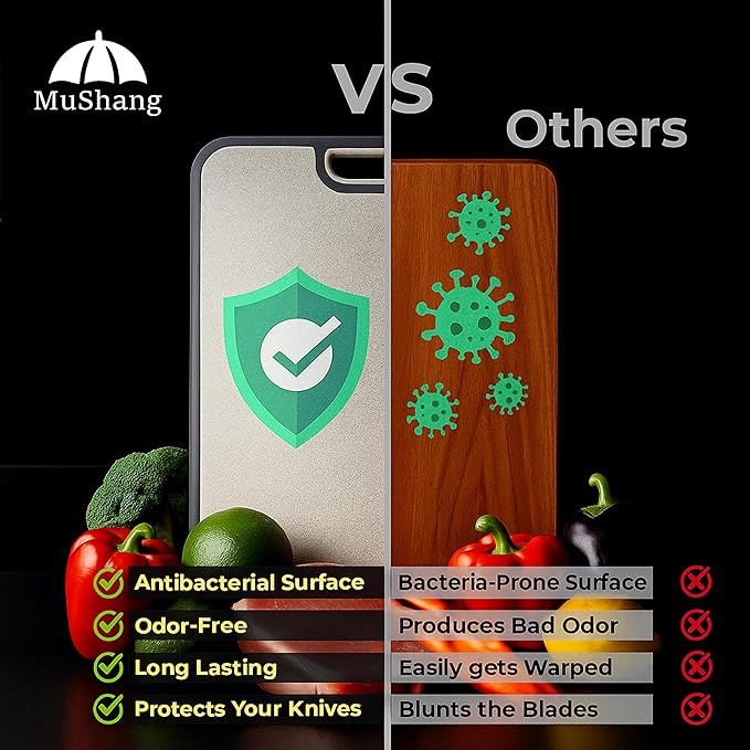 Titanium Cutting Board for Kitchen, 2-in-1 Double Sided with Titanium Alloy & Wheat Straw PP, Includes Avocado Slicer & Handle for RV and Camping (16x11 Inches, Random Color)