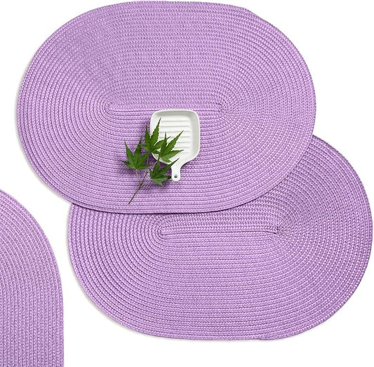 AHHFSMEI Placemats Set of 4 for Dining Table Washable Woven Non-Slip 18x12 inches Placemat Heat-Resistant Durable Table Mats for Dining Table Easy to Clean(Lavender Purple 4)