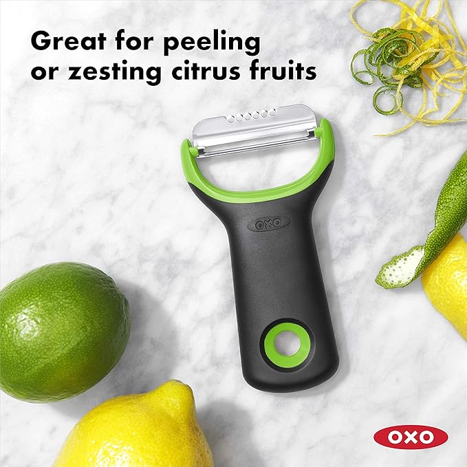 OXO Good Grips Citrus Zester With Channel Knife & 11244200 Good Grips Citrus Peeler, Black