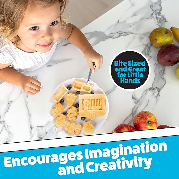 Train Set Waffle Maker – Build Track & Cargo Car Shaped Mini Waffles – Electric Non-Stick Plates, Dishwasher-Safe Removable Inserts for Kids Morning Breakfast, Pancakes, Snack, Family Fun Gift & Play!