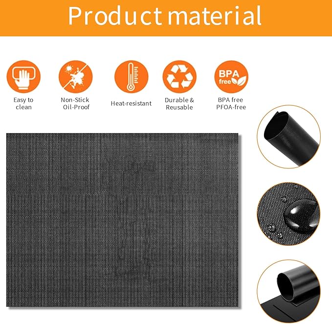 GWYSY 4 Packs Oven Liners for Bottom of Oven, 13.4"x10.8" Pre-Cut Rectangle Reusable Fiberglass Heat Resistant Non-Stick Mat Accessories for Breville BOV845BSS Smart Oven Pro Countertop Oven Air Fryer