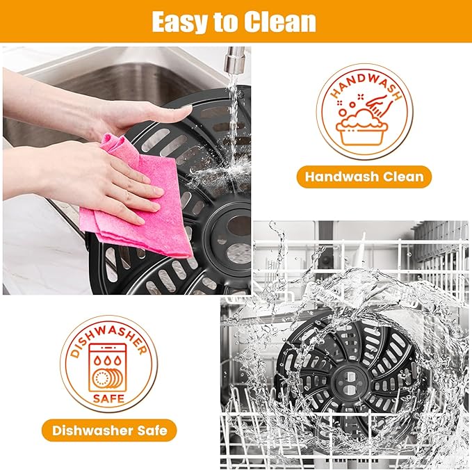 GXF Air Fryer Accessories for Gourmia GAF686 GAF698, Oval Nonstick 9.3''×8.9'' Air Fryer Replacement Parts Rack Tray Basket Grill Pan Grill Plate Crisper Plate with Rubber Bumpers