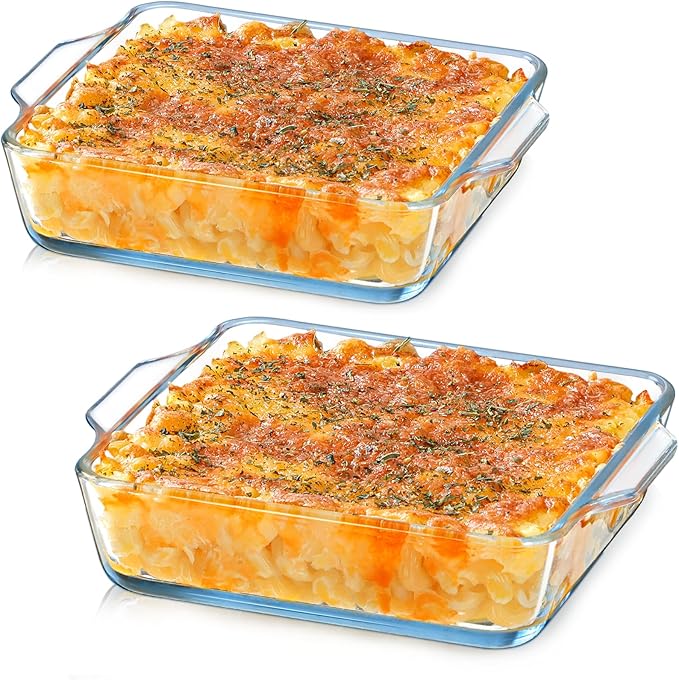NUTRIUPS 6x6 Baking Dish 2-pack, Square Glass Baking Dish for Oven, 20oz Square Cake Pan Glass Casserole Dishes for Oven