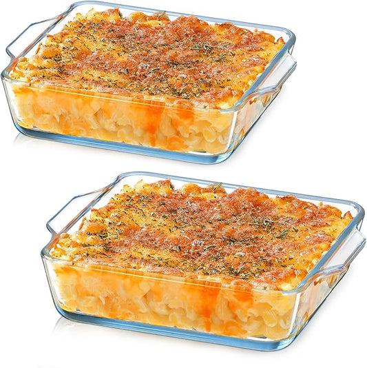 NUTRIUPS 6x6 Baking Dish 2-pack, Square Glass Baking Dish for Oven, 20oz Square Cake Pan Glass Casserole Dishes for Oven