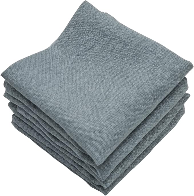 Marc Oliver Linen Cloth Napkins Mid-Grey. Set of 4, 20" x 20" Stonewashed, Sewn Hem, Washable Reusable Eco-Friendly Linen Napkin for Everyday & Entertaining Dinner Table, Farmhouse, Kitchen, Wedding