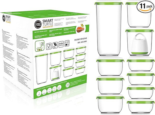 FOSA Vacuum Seal Food Storage System Reusable Container Deluxe Set with Vacuum and 10 Reusable containers